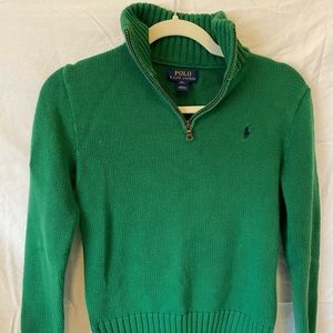 Polo boys green sweater- quarter zip M (10-12)